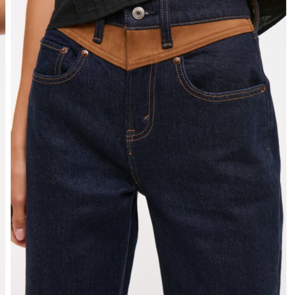 High Rise 90s Relaxed Vegan Suede Yoke Jean